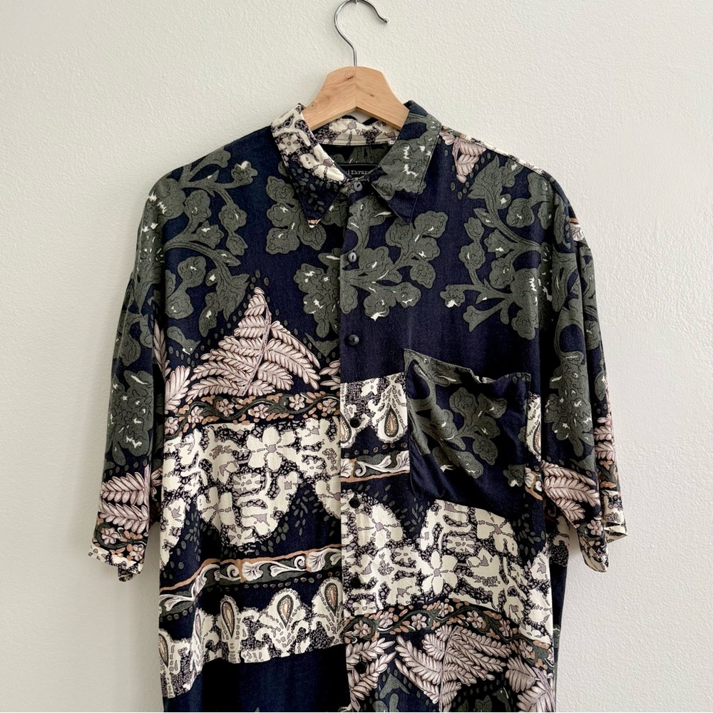 Vintage 90s Bai Express Rayon Oversized Shirt M Korea